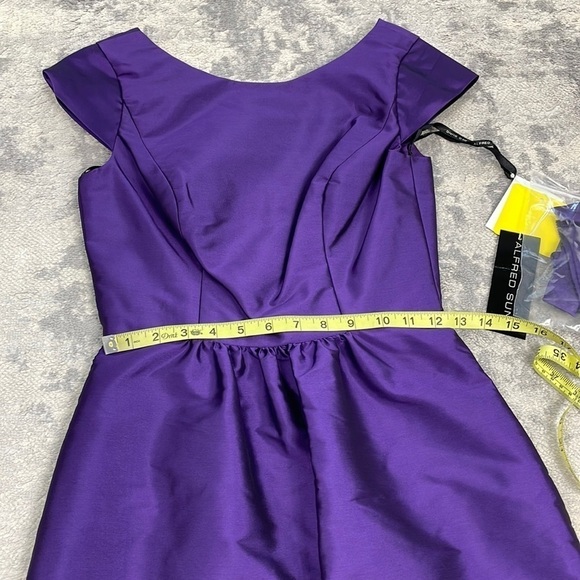NWT Alfred Sung Bateau Neck Cap Sleeve Cocktail Bridesmaid Dress Majestic Purple - Picture 6 of 13